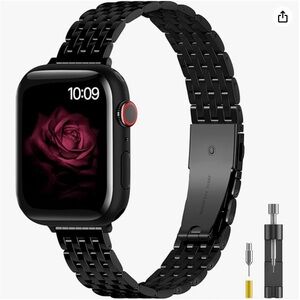 Apple Watch 44mm Stainless Steel Band and Case Package (Black)